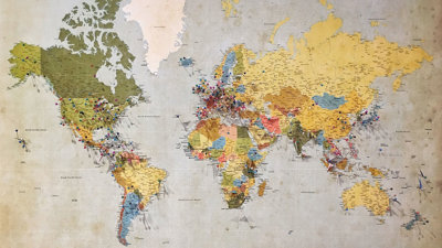 A detailed world map.