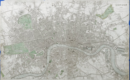 A old map of London showing the River Thames
