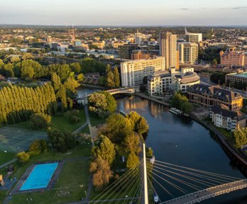 Town and river from above.