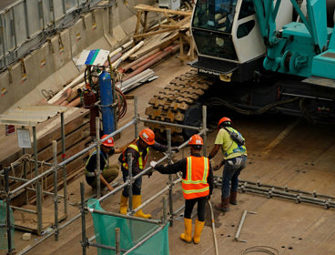 Workers on a construction site
