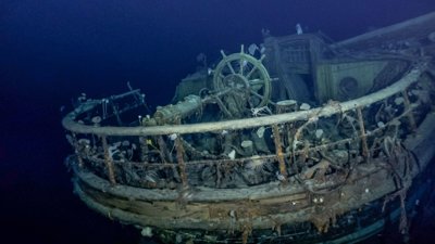 Shipwreck of Sir Ernest Shackleton's Endurance on the seabed of the Weddell Sea.