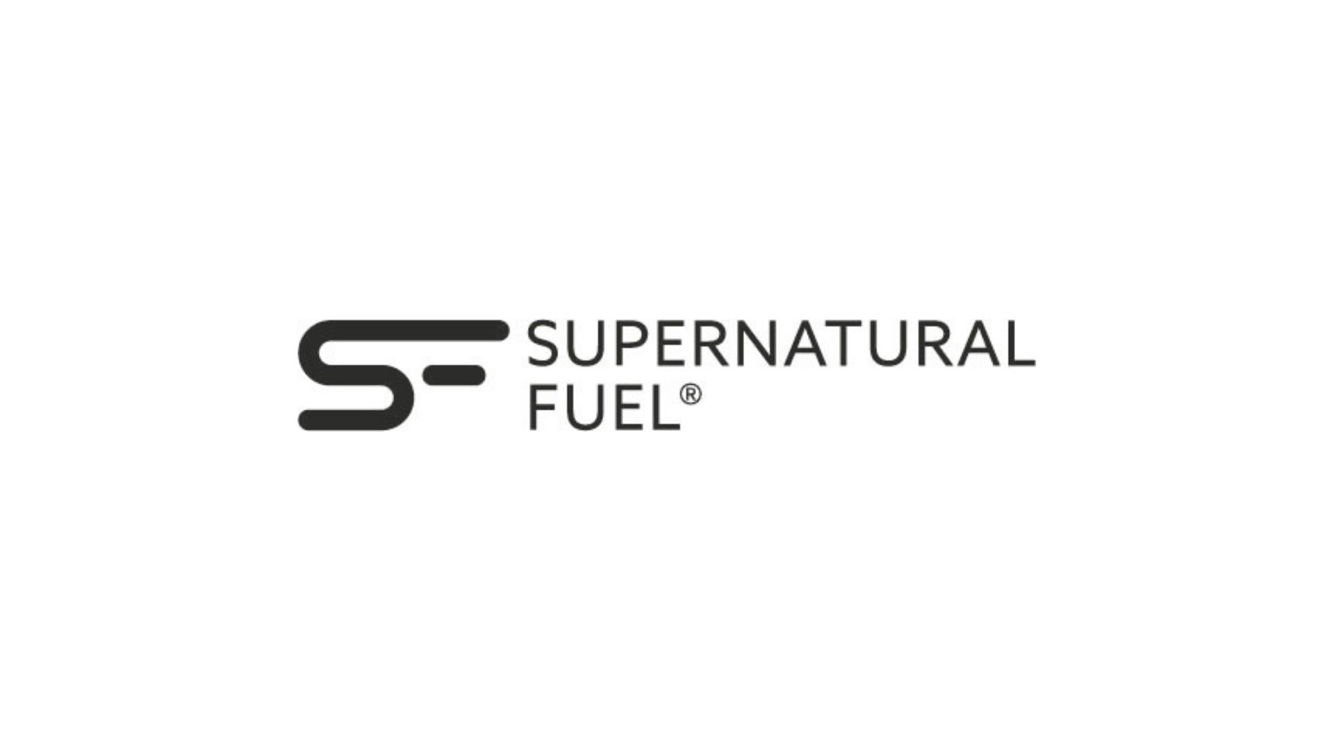 Black and white logo for Supernatural Fuel.