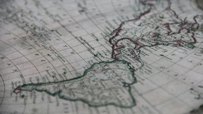 A map focused on North America, Central America and South America.