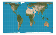 Map showing the Gall Peters projection, which shows equal area proportion but distorts shape