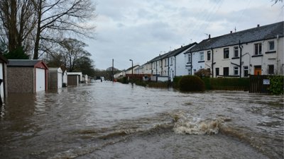 Flooding in residential area.