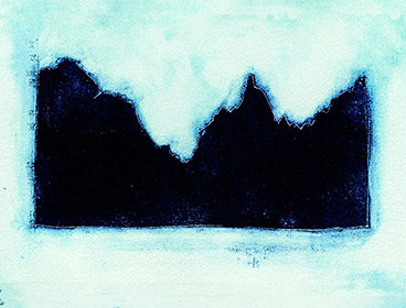 Watercolour painting to look like ocean and ice sheet meeting. 