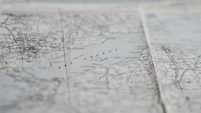 Map showing the river Solent and surrounding areas. 