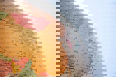 China shown on a globe