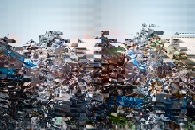 A pile of rubbish at a landfill site