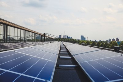 Solar panels on a rooftop