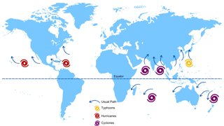 Figure 1: Tropical storm names according to their location © RGS