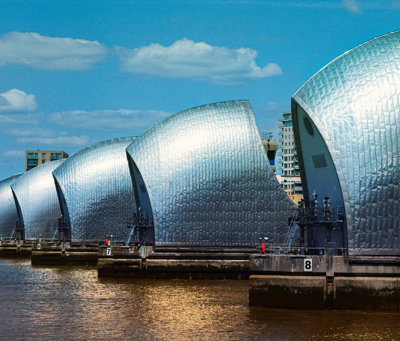 Thames barrier flood mangement on the River Thames in London