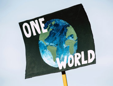 One world sign.