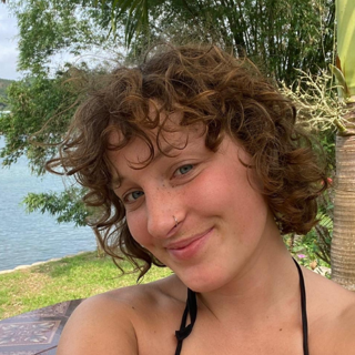 Chloe Robinson at the seaside.