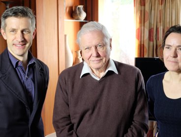Professor Joe Smith with Sir David Attenborough and Kim Hammond.
