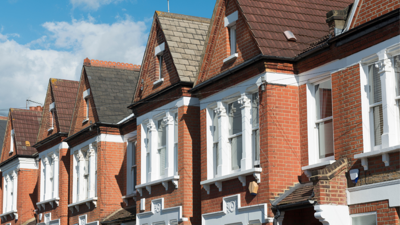 Row of red brick houses.