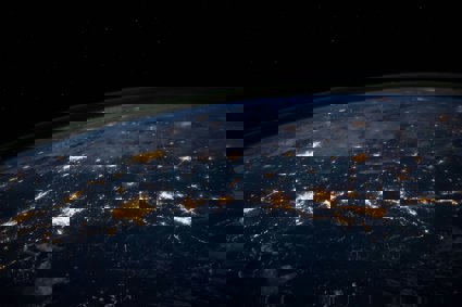 Lights in cities at night from space