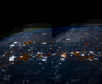 Lights in cities at night from space