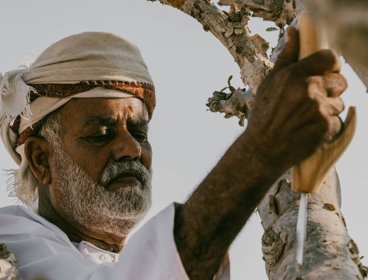 Person conducting Omani heritage craft.