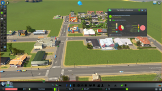 Screenshot of a computer screen showing houses, lawns and roads.