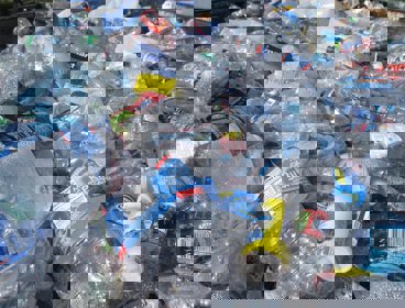 A pile of discarded plastic bottles