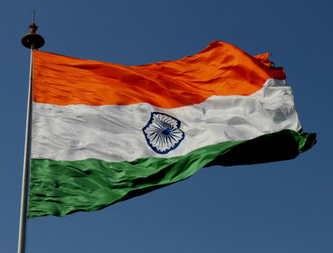 India flag on blue sky background