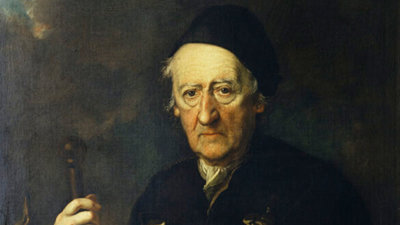 Oil on canvas portrait of James Bruce. 