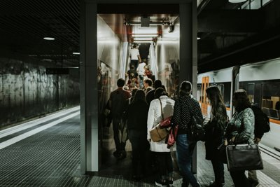 People leaving a tube station