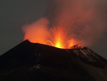 Krakatoa erupting volcano.