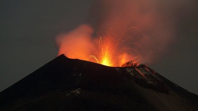Krakatoa erupting volcano.