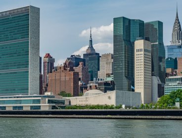New York skyline including United Nations' headquarters