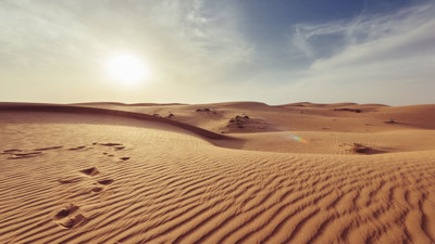 Sand dunes in a hot desert.