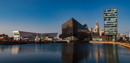 Modern and old buildings near a body of water