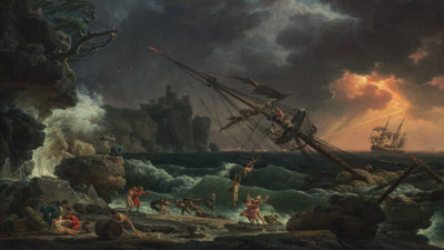 Painting of a shipwreck from 1772 by Claude-Joseph Vernet.