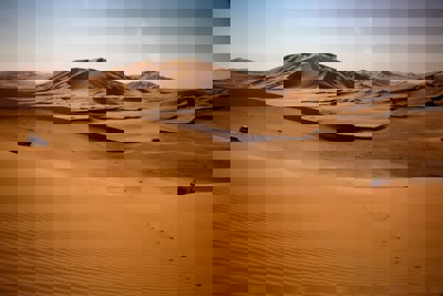 Sand dunes in a desert during daytime