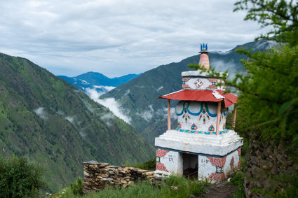 Monument on hillside in Nepal