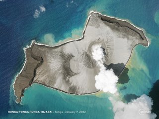 Figure 4 a plume of smoke rising from the underwater volcano days before the eruption
