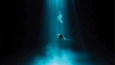Ocean diver in the deep. 