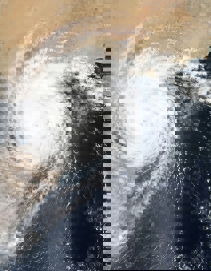 A view of a typhoon weather system from space