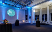 Poseur tables set-up for a formal reception in the Education Centre. 