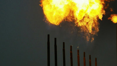 Oil pipes and flames