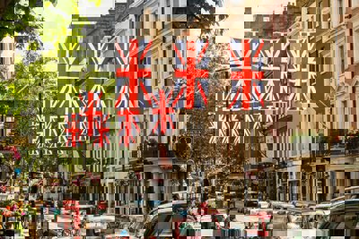 Union Jack flags in the UK