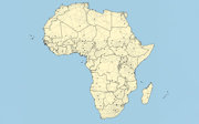 Shape of Africa and African countries showing various data points.