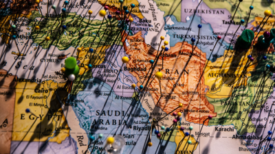 Pins located in different places on a map