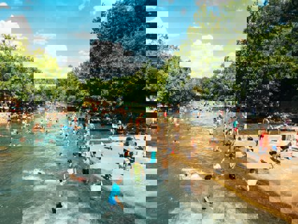 Group of people in a body of water
