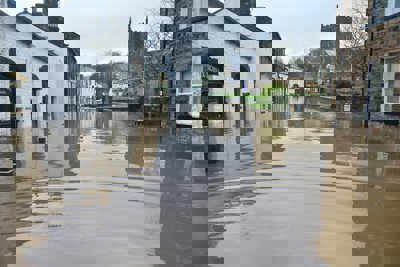Flooding in a town