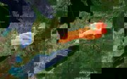 Satellite picture showing the lake surface temperature of three North American lakes in August 2019.