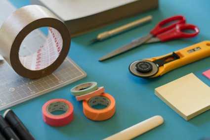 A selection of crafting apparatus and items