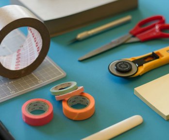 A selection of crafting apparatus and items