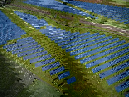 Solar panels aerial view